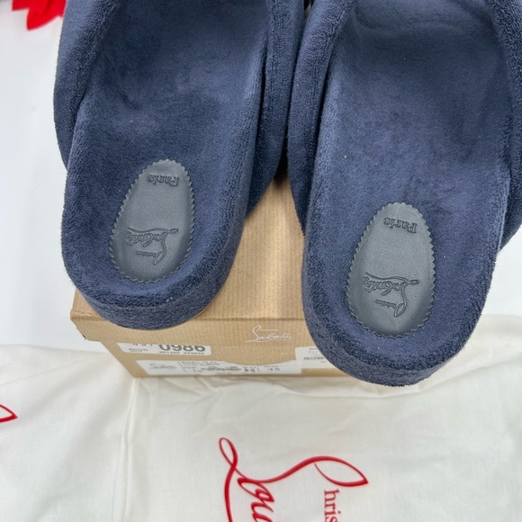 Men\'s Christian Louboutin BIZZU cross strap Terry cloth slide size 45 main image 8